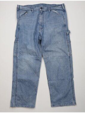 Vintage Y2K Levis Mens 40x29 Faded Loose Carpenter Wide Leg Denim Jeans Blue